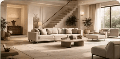 Spacious modern living room with sectional sofa