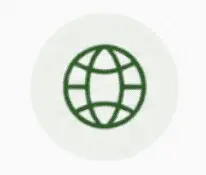 Green globe icon inside circle
